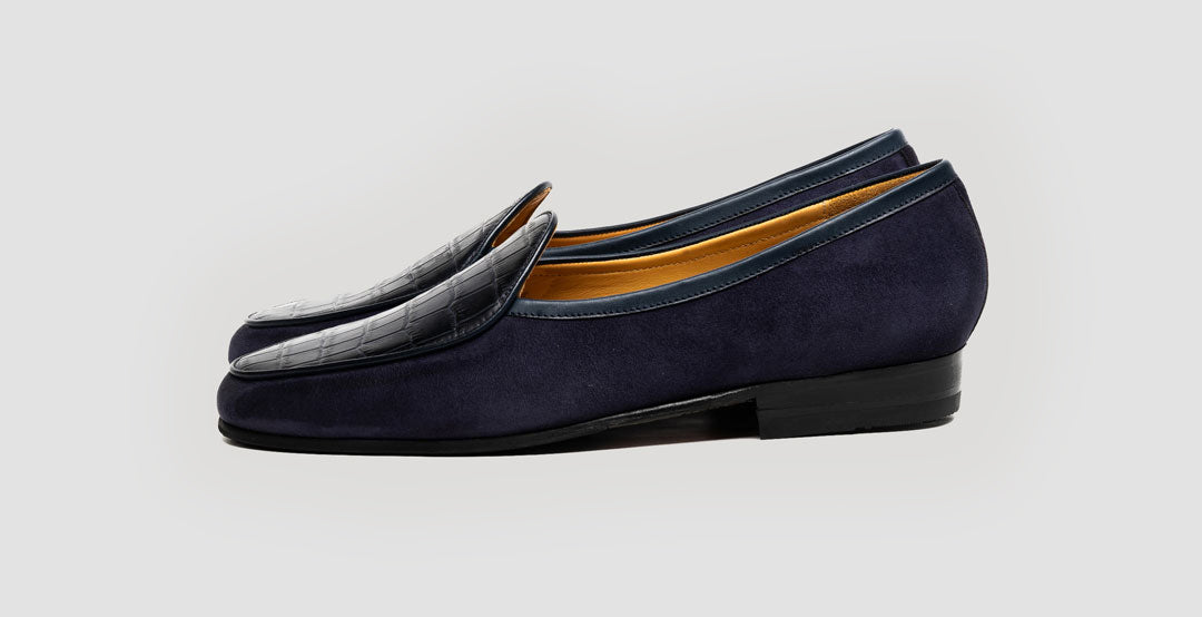 Suede Croco Apron Navy