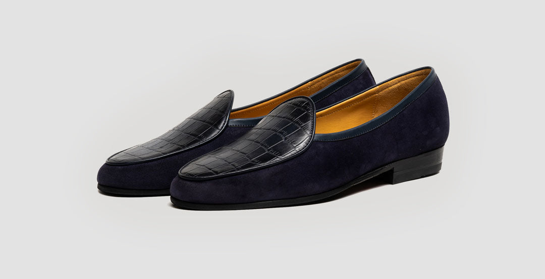 Suede Croco Apron Navy