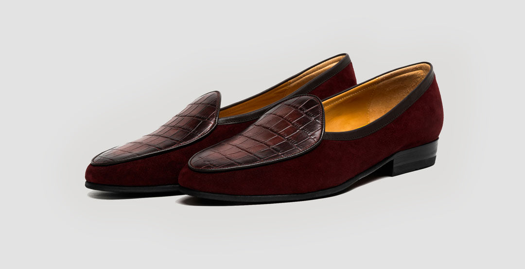 Suede Croco Apron Burgundy