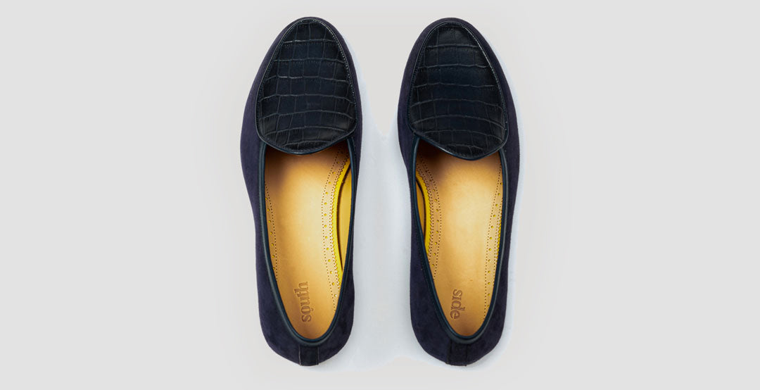 Suede Croco Apron Navy