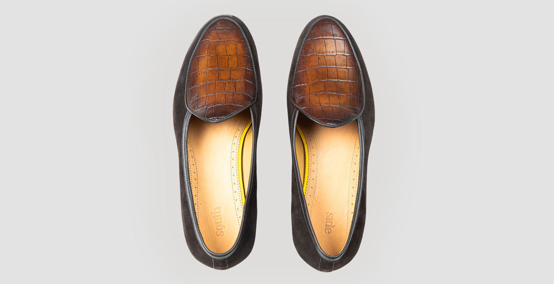 Suede Croco Apron Brown