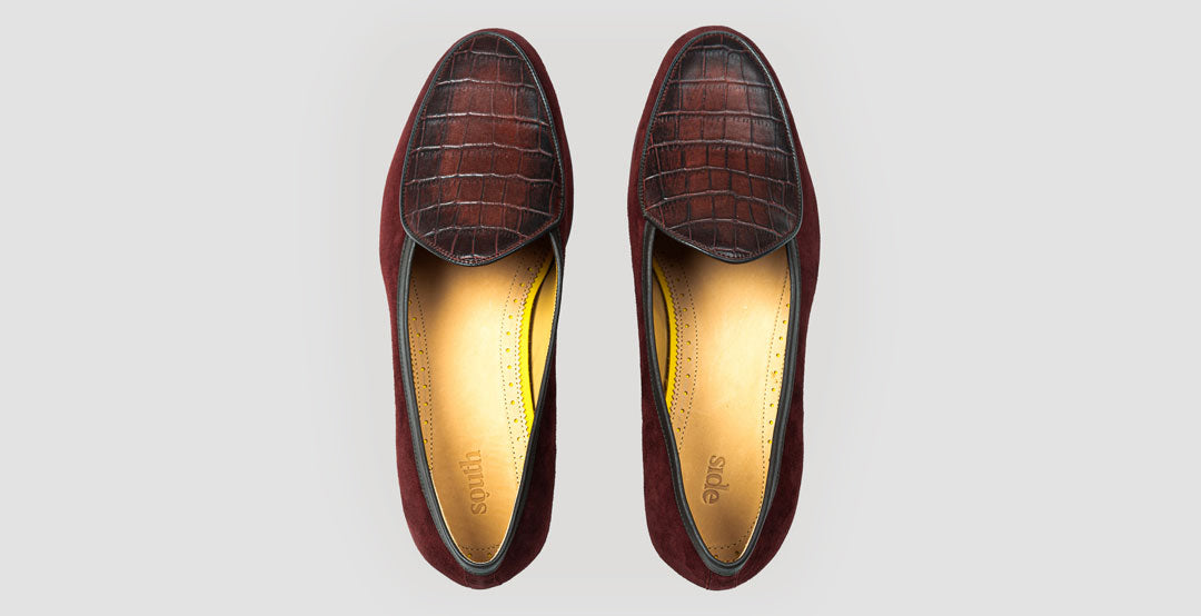 Suede Croco Apron Burgundy