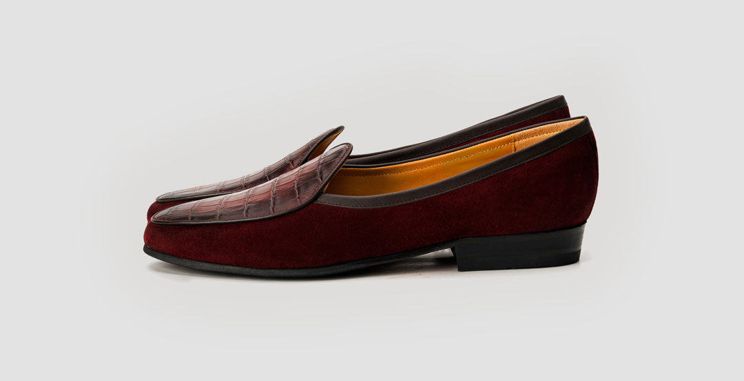 Suede Croco Apron Burgundy