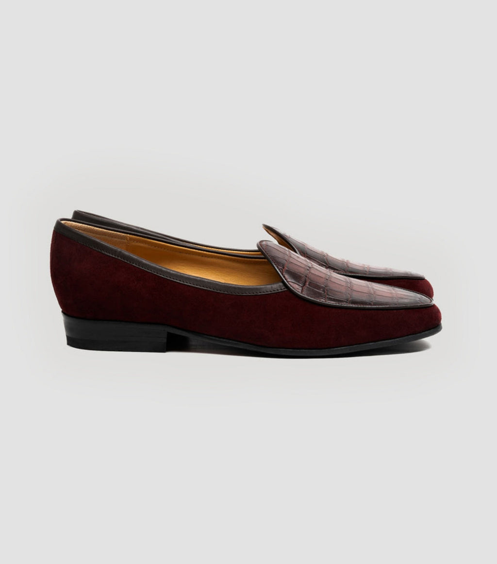 Suede Croco Apron Burgundy
