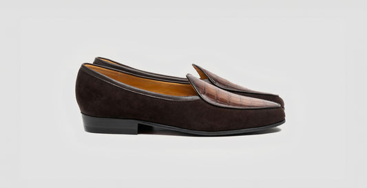 Suede Croco Apron Brown