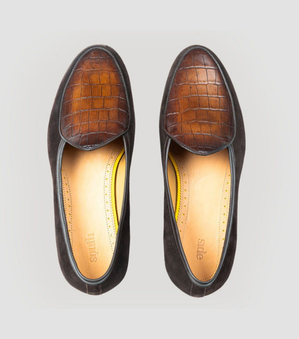 Suede Croco Apron Brown