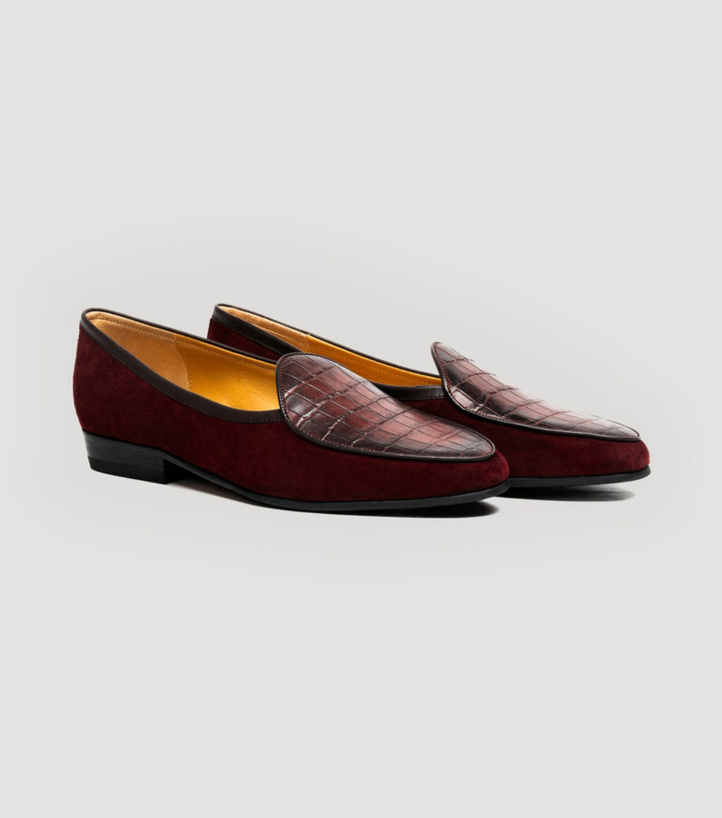 Suede Croco Apron Burgundy