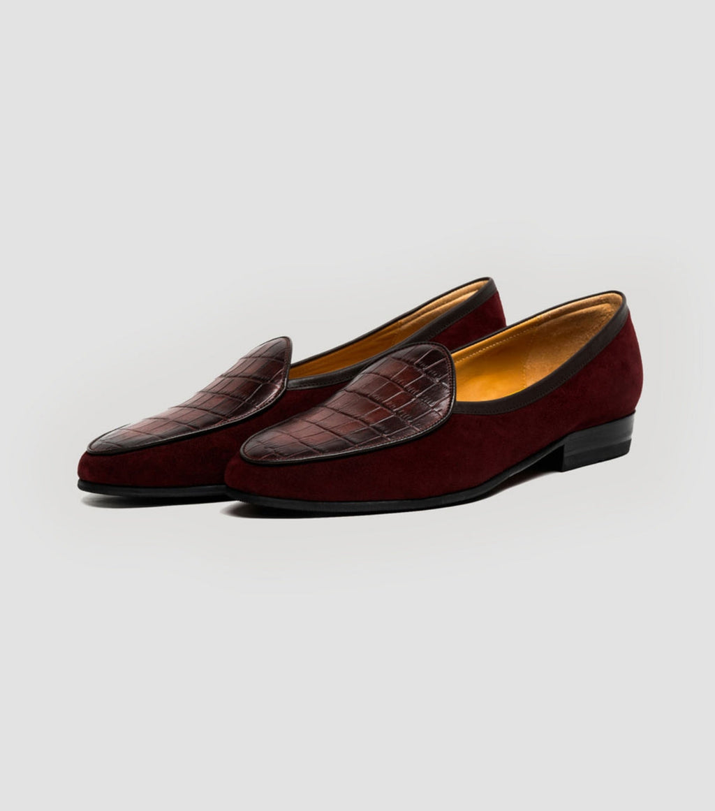 Suede Croco Apron Burgundy