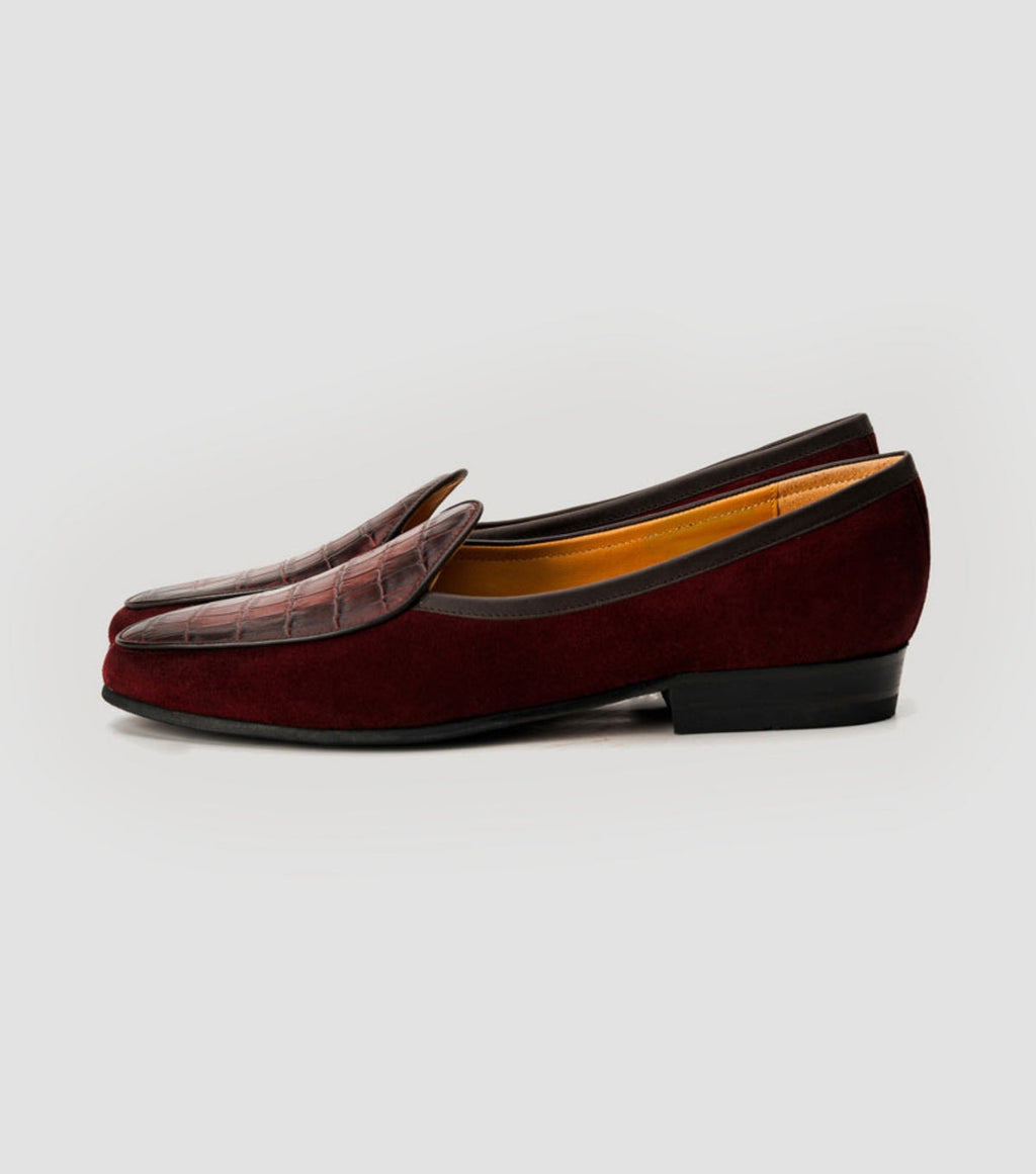 Suede Croco Apron Burgundy