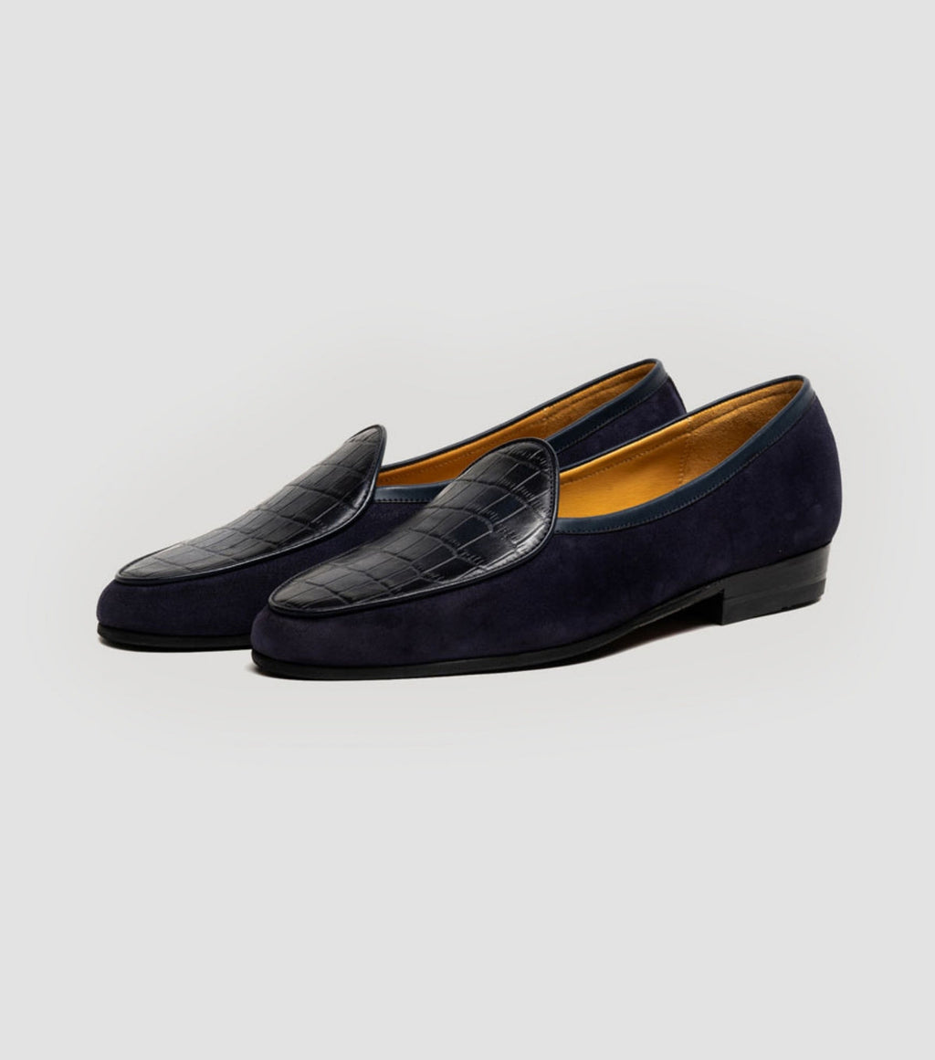 Suede Croco Apron Navy