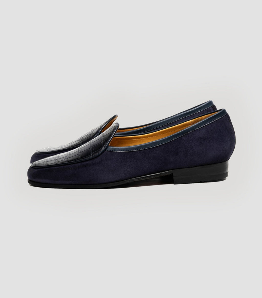 Suede Croco Apron Navy